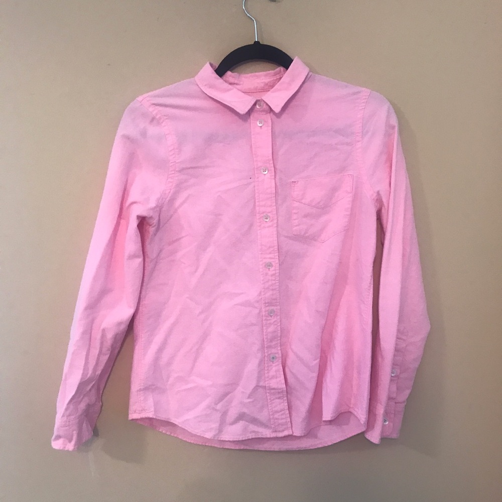 Madewell linen pink button-down shirt